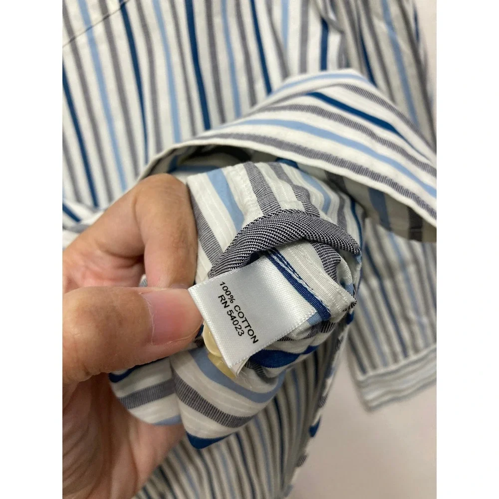 New Banana Republic Button Down XL Blue Striped Classic Fit Cotton Long Sleeve
